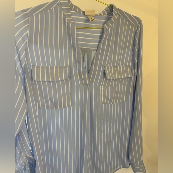 Light Blue and White Stripped Long Sleeve Top - Picture 3 of 5